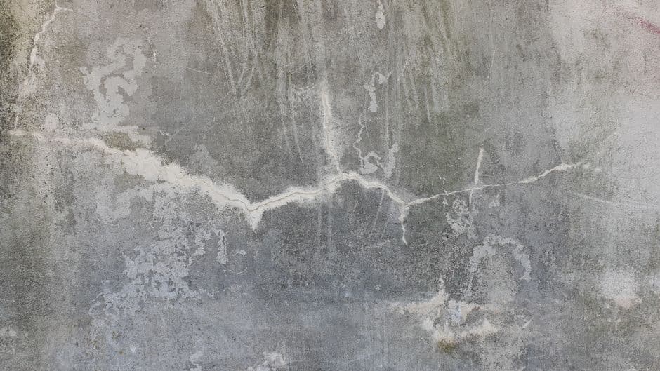 A crack mapped across a poured-concrete foundation wall